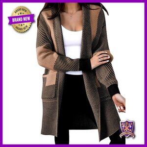 Oversized Long Sleeve Cardigan with Pockets, Cozy Knit Sweater for Fall